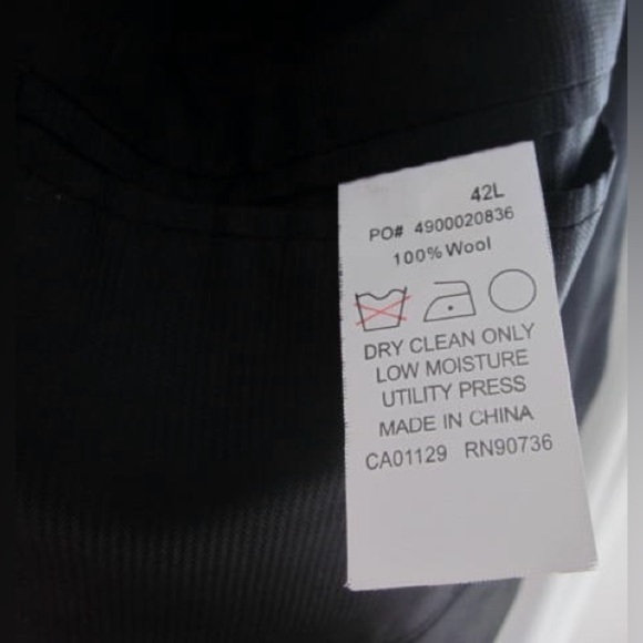 Calvin Klein Men's Black Wool Suit Jacket; Size 42L **One Front Button Missing** - Picture 5 of 12